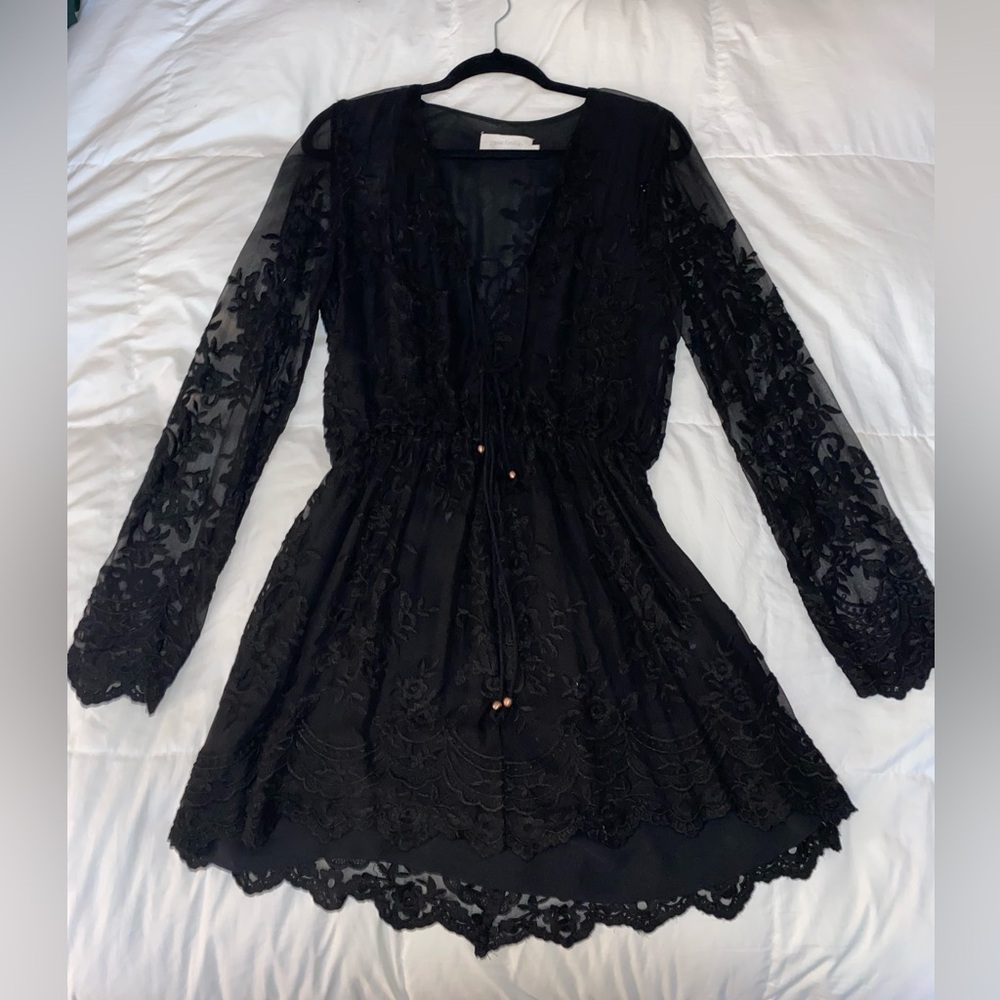 Zimmermann Black Silk Veil Playsuit Romper